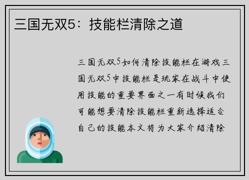 三国无双5：技能栏清除之道
